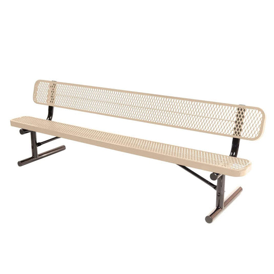 8 FT All-Weather Park Bench with Back, Portable Frame