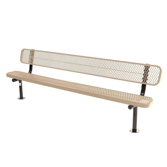 8FT Commercial Park Bench with Back, Surface Mount Frame