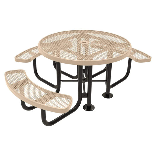 3-Seat Round Metal Outdoor Picnic Table