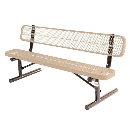 6 FT All-Weather Park Bench with Back, Portable Frame