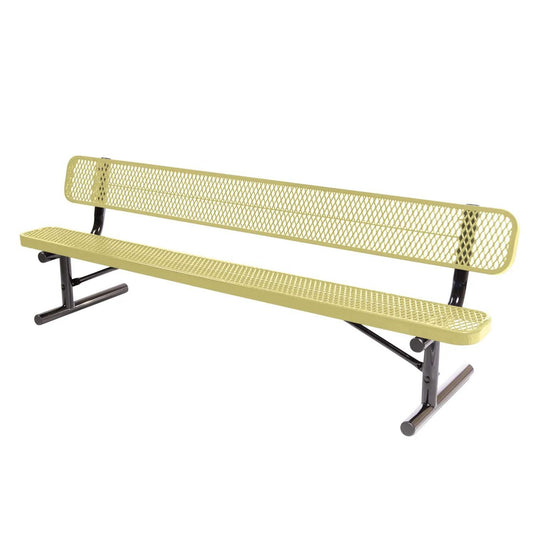 8 FT All-Weather Park Bench with Back, Portable Frame