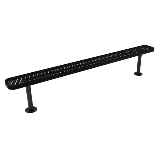 8FT Commercial Park Bench without Back, Surface Mount Frame