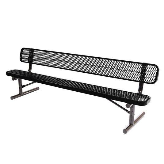 8 FT All-Weather Park Bench with Back, Portable Frame