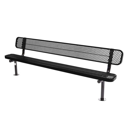 8FT Commercial Park Bench with Back, Surface Mount Frame