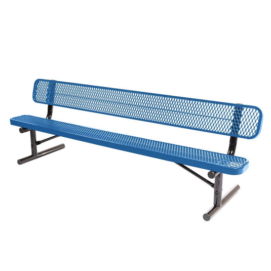 8 FT All-Weather Park Bench with Back, Portable Frame