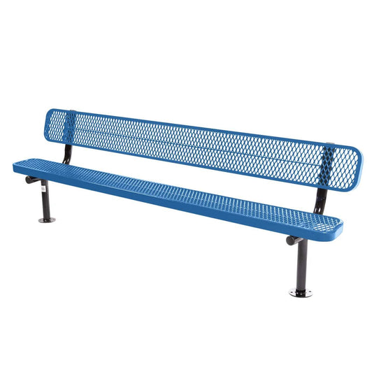 8FT Commercial Park Bench with Back, Surface Mount Frame