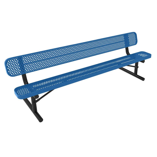 8 FT All-Weather Park Bench with Back, Portable Frame