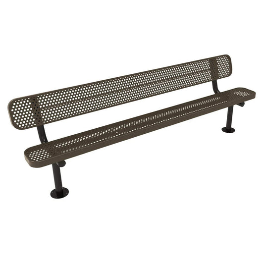 8FT Commercial Park Bench with Back, Surface Mount Frame
