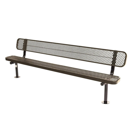 8FT Commercial Park Bench with Back, Surface Mount Frame