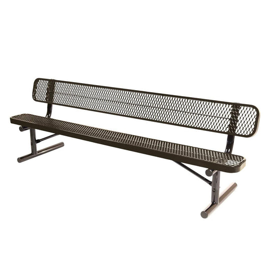 8 FT All-Weather Park Bench with Back, Portable Frame