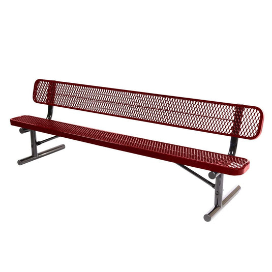 8 FT All-Weather Park Bench with Back, Portable Frame
