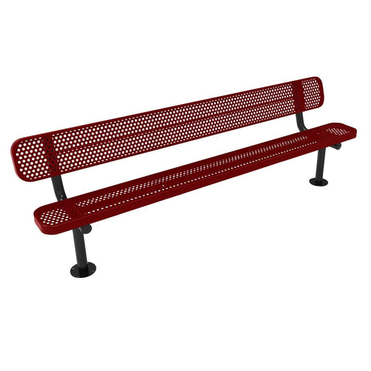 8FT Commercial Park Bench with Back, Surface Mount Frame