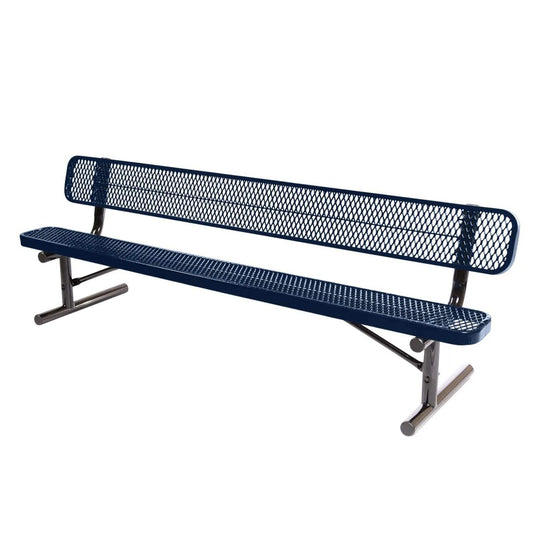 8 FT All-Weather Park Bench with Back, Portable Frame