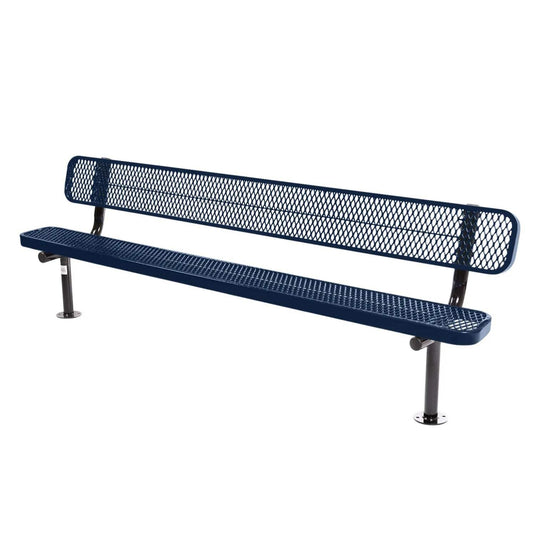 8FT Commercial Park Bench with Back, Surface Mount Frame