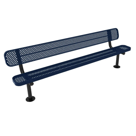 8FT Commercial Park Bench with Back, Surface Mount Frame