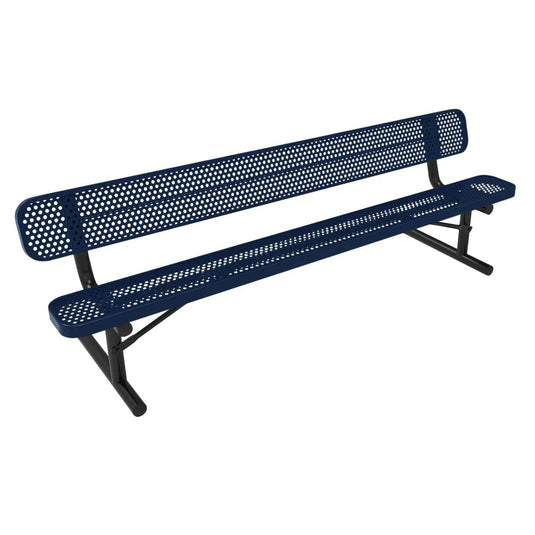 8 FT All-Weather Park Bench with Back, Portable Frame