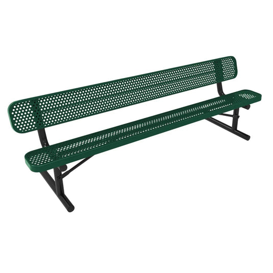 8 FT All-Weather Park Bench with Back, Portable Frame