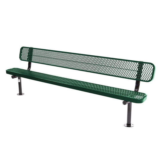 8FT Commercial Park Bench with Back, Surface Mount Frame