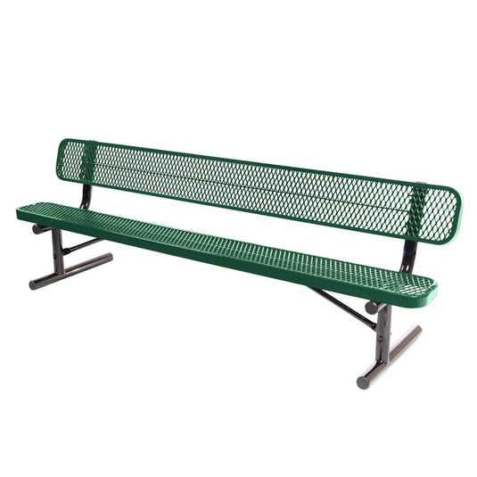 8 FT All-Weather Park Bench with Back, Portable Frame