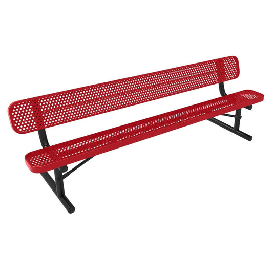 8 FT All-Weather Park Bench with Back, Portable Frame