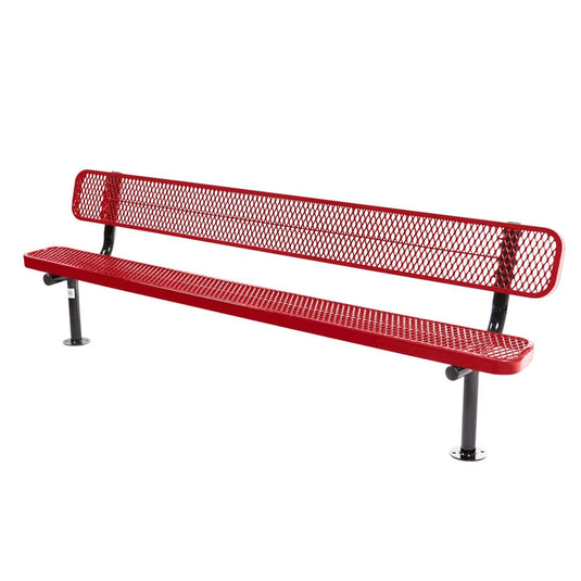 8FT Commercial Park Bench with Back, Surface Mount Frame