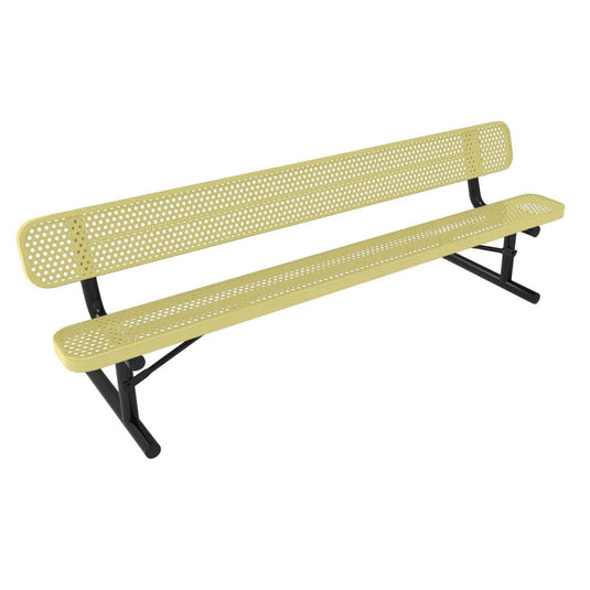 8 FT All-Weather Park Bench with Back, Portable Frame