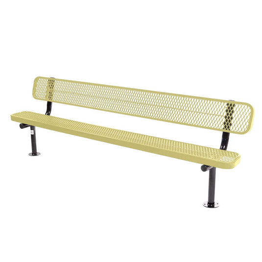 8FT Commercial Park Bench with Back, Surface Mount Frame