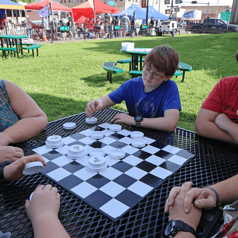 Load image into Gallery viewer, Game-Edition Square & Round Outdoor Picnic Table With Colored Frame