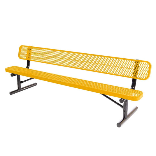 8 FT All-Weather Park Bench with Back, Portable Frame