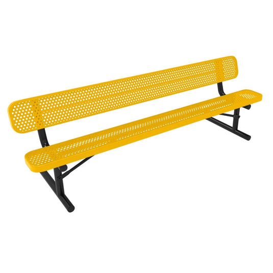 8 FT All-Weather Park Bench with Back, Portable Frame