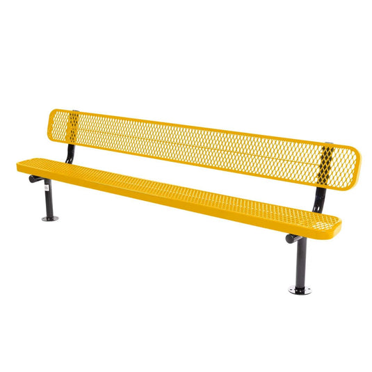 8FT Commercial Park Bench with Back, Surface Mount Frame