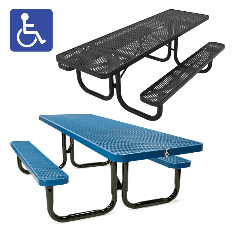 Load image into Gallery viewer, ADA-Accessible Weatherproof Rectangular Outdoor Picnic Tables - Coated Outdoor Furniture