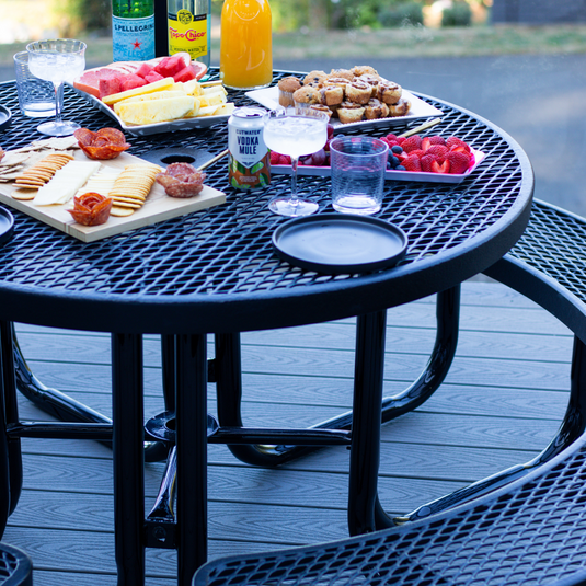 All-Weather Round Metal Outdoor Picnic Tables