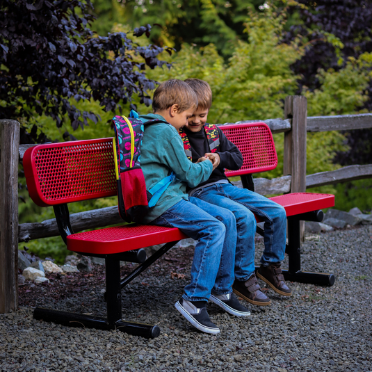 Commercial Expanded Metal Park Bench with Surface Mount Frame