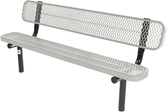 Industrial Expanded Metal Park Bench with Inground Mount Frame