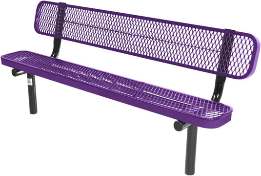 Industrial Expanded Metal Park Bench with Inground Mount Frame