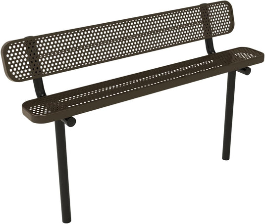 Industrial Expanded Metal Park Bench with Inground Mount Frame