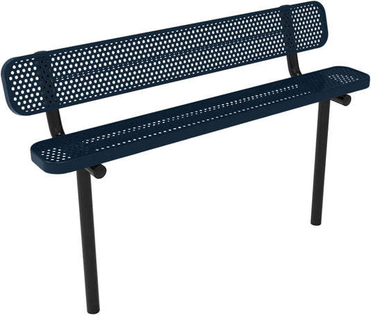 Industrial Expanded Metal Park Bench with Inground Mount Frame