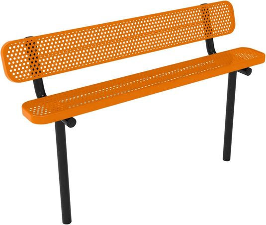 Industrial Expanded Metal Park Bench with Inground Mount Frame