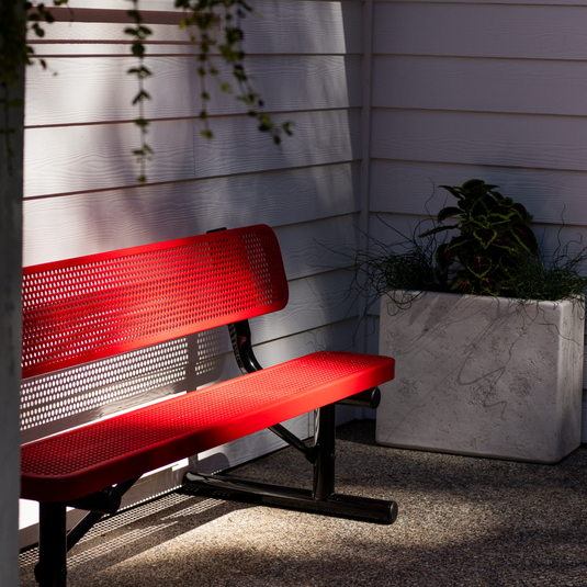 Industrial Expanded Metal Park Bench with Inground Mount Frame