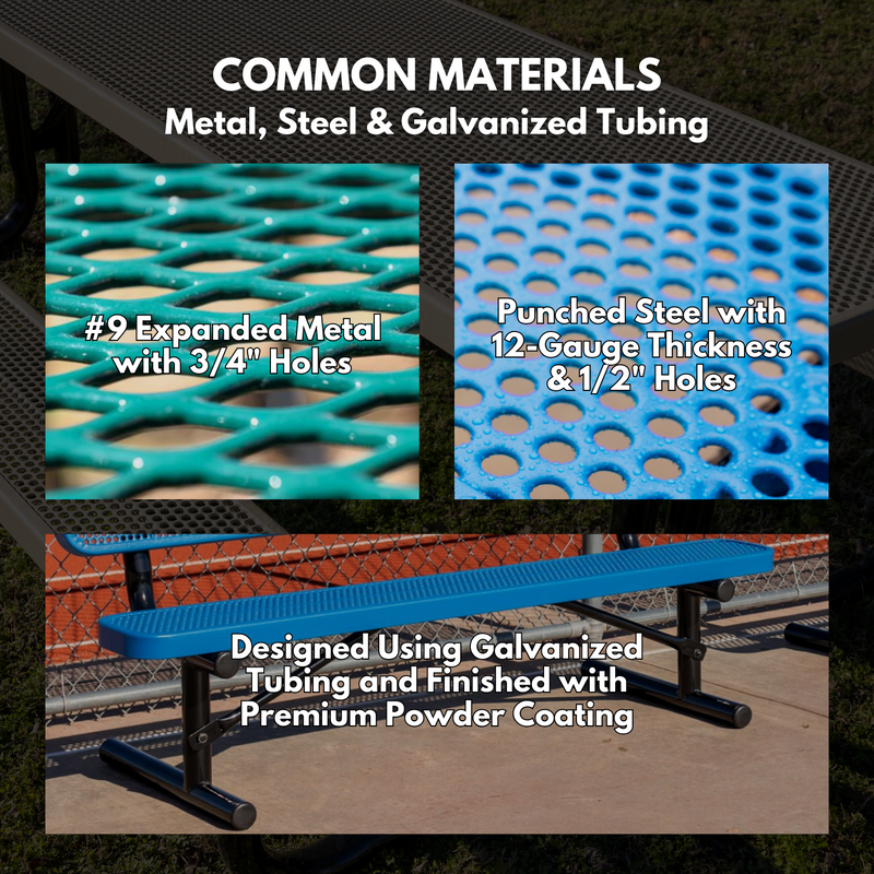 Load image into Gallery viewer, Commercial Expanded Metal Park Bench with Surface Mount Frame
