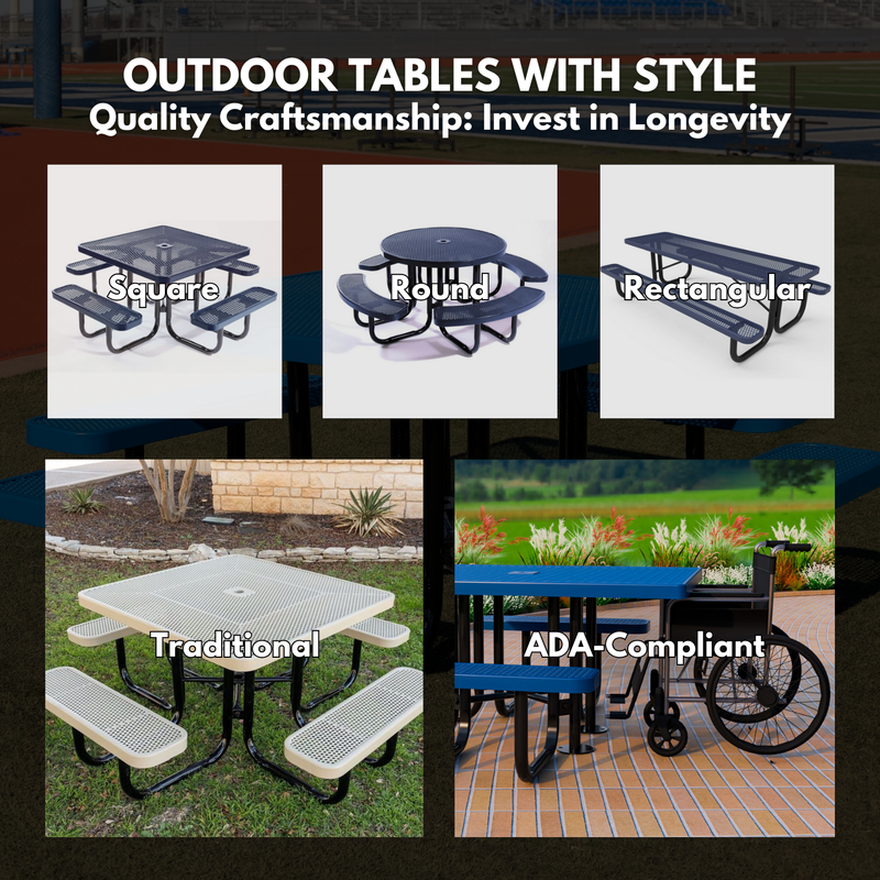 Load image into Gallery viewer, All-Weather Square Metal Outdoor Picnic Tables
