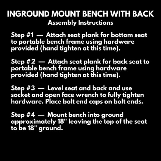 8FT Industrial Park Bench with Back, Inground Mount Frame