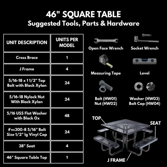 Game-Edition Square & Round Outdoor Picnic Table
