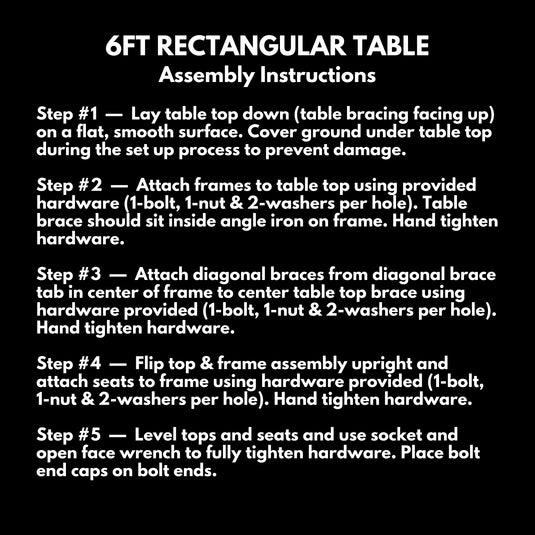 6 FT Commercial Rectangular Outdoor Picnic Table