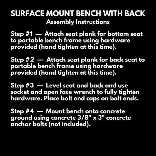 6FT Commercial Park Bench with Back, Surface Mount Frame