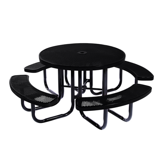 46" Round Metal Outdoor Picnic Table With Colored Frame