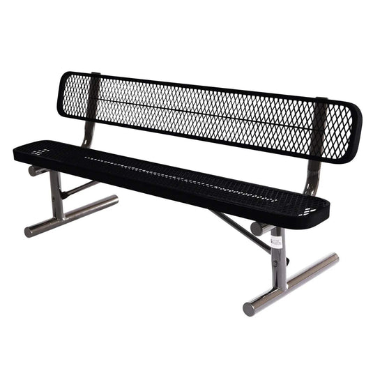 6 FT All-Weather Park Bench with Back, Portable Frame