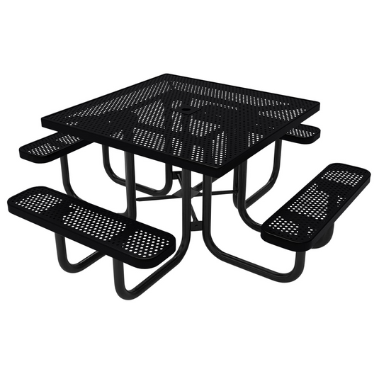 46" Square Metal Outdoor Picnic Table With Colored Frame