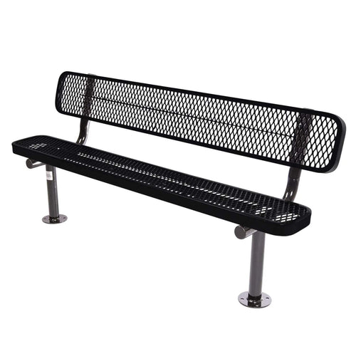 6FT Commercial Park Bench with Back, Surface Mount Frame